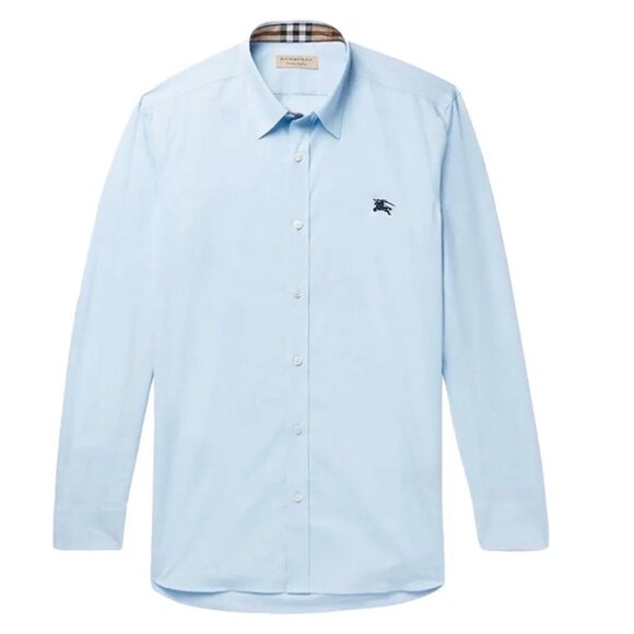 Burberry Men’s Cambridge Slim-Fit Stretch-Cotton Sport Shirt Pale Blue XXL 80362 - Picture 1 of 8
